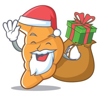 Noel Baba hediye kruvasan karakter karikatür tarzı ile