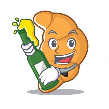 Bira kruvasan karakter karikatür tarzı ile