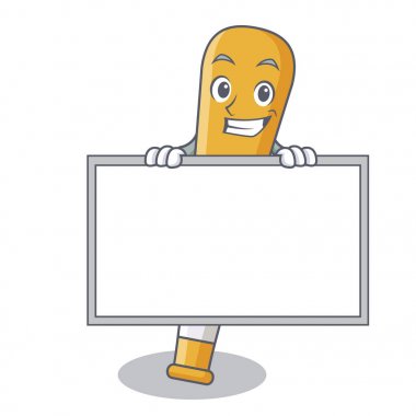 Tahta beyzbol sopası karakter karikatür ile sırıtarak