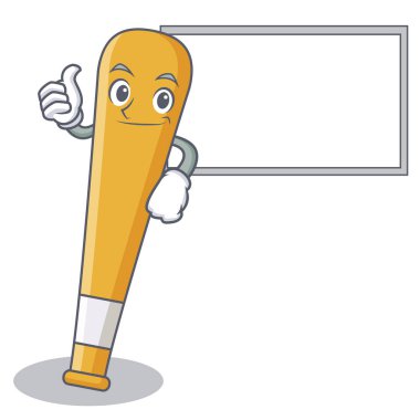 Başparmak yukarıya kurulu beyzbol sopası karakter karikatür ile