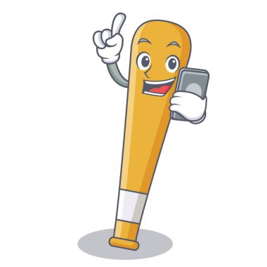Telefon beyzbol sopası karakter karikatür ile