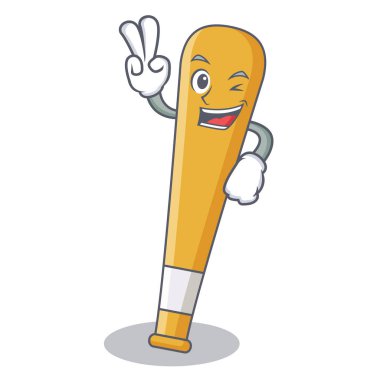 İki parmak beyzbol sopası karakter karikatür