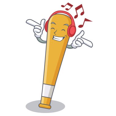 Dinleme müzik beyzbol sopası karakter karikatür