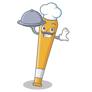 Şef gıda beyzbol sopası karakter karikatür ile