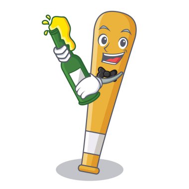 Bira beyzbol sopası karakter karikatür ile