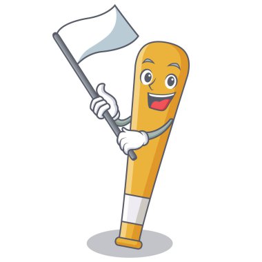 Bayrak beyzbol sopası karakter karikatür ile