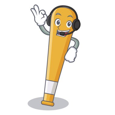 Kulaklık beyzbol sopası karakter karikatür ile