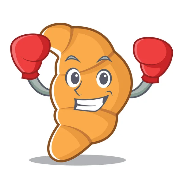 Boxing croissant ตัวละครการ์ตูนสไตล์ — ภาพเวกเตอร์สต็อก