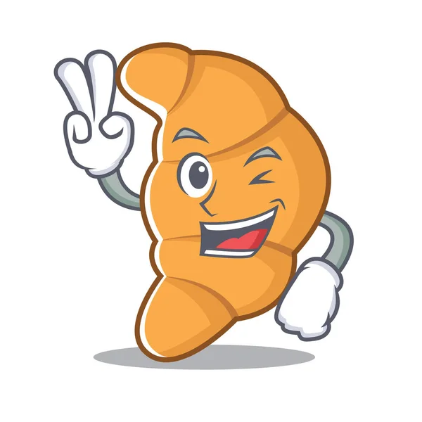 Due dita croissant personaggio stile cartone animato — Vettoriale Stock