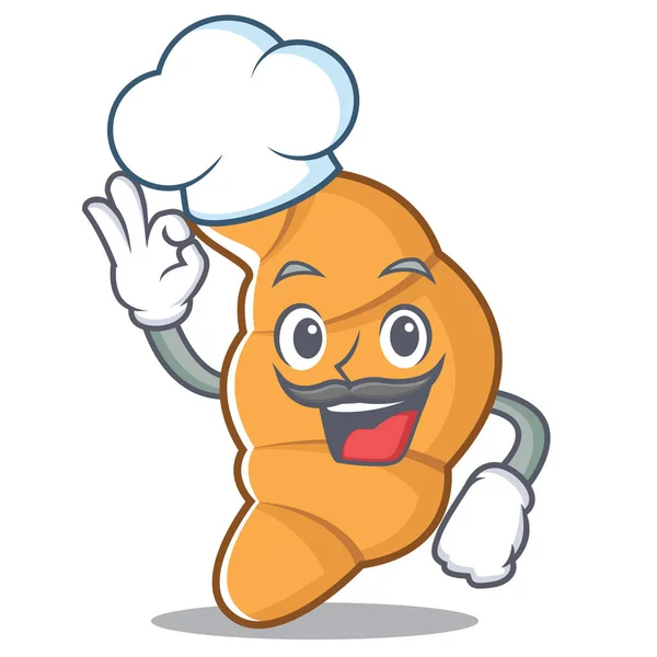 Gaya kartun karakter Chef croissant - Stok Vektor