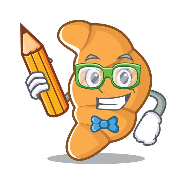 Öğrenci kruvasan karakter karikatür tarzı