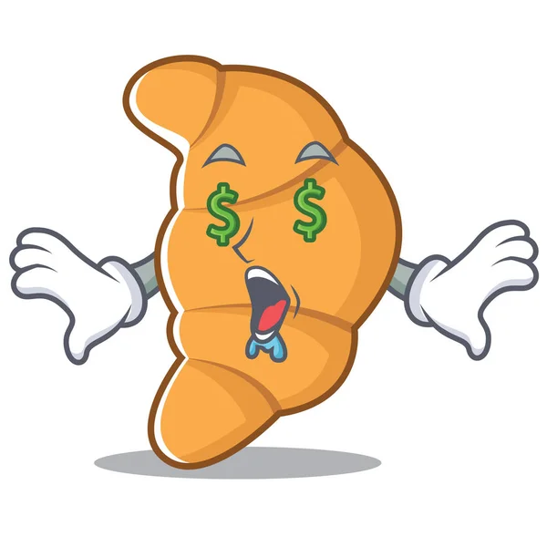 Peníze Oko Croissant Charakter Kreslený Styl Vektorové Ilustrace — Stockový vektor