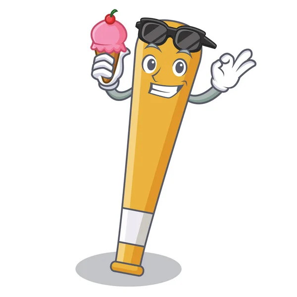 Avec crème glacée personnage de batte de baseball dessin animé — Image vectorielle