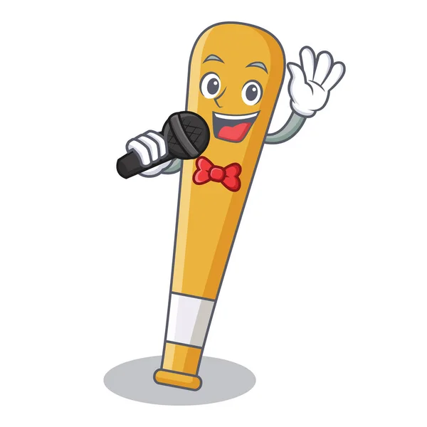 Singing baseball bat character cartoon — Stock Vector