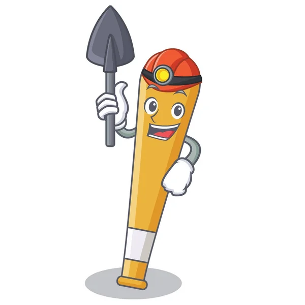 Miner baseball bat character cartoon — Stock Vector