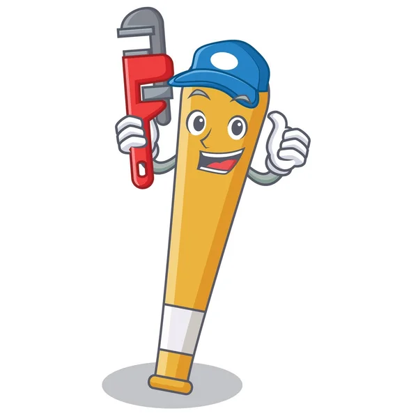 Plumber baseball bat character cartoon — Stock Vector