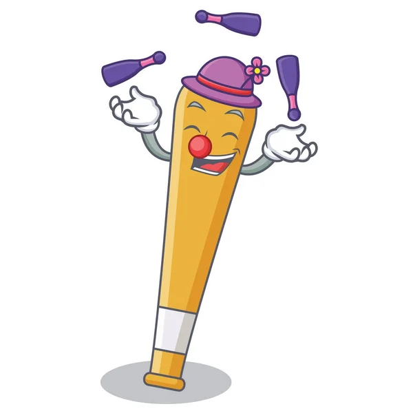 Juggling baseball bat character cartoon — Stock Vector