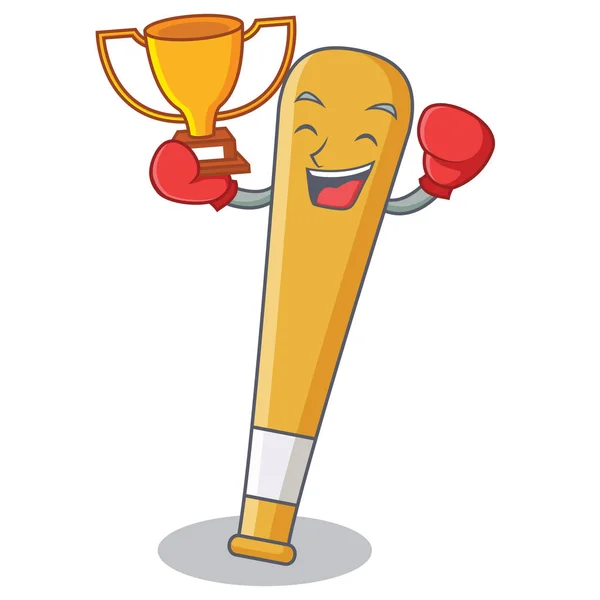 Boxing winner baseball bat character cartoon — Stock Vector