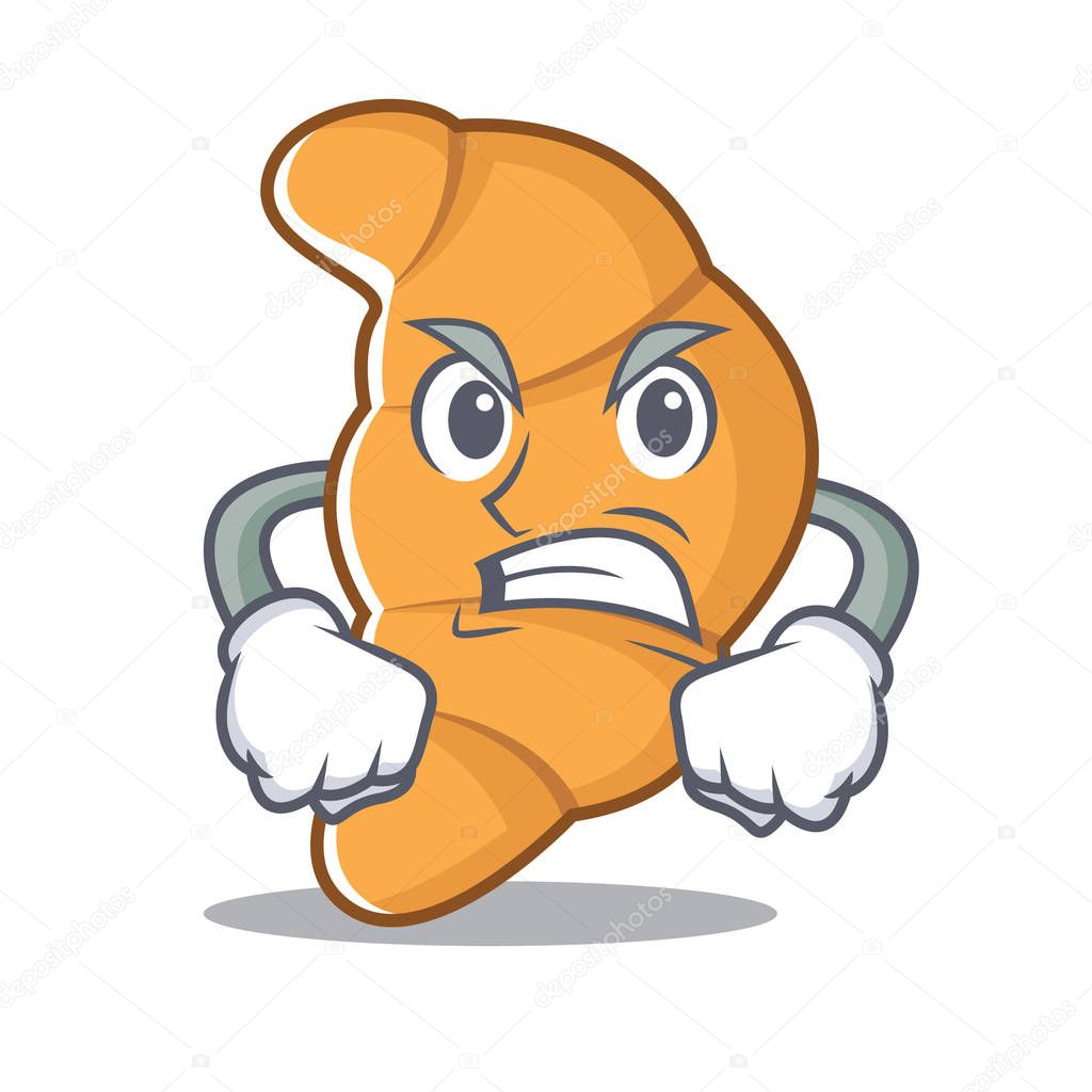 Angry croissant character cartoon style