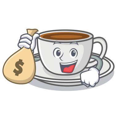 Para çantası kahve karakter karikatür tarzı ile