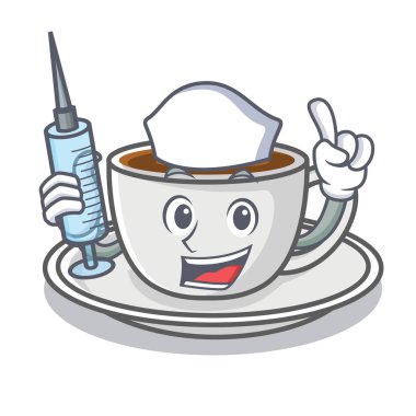 Kahve karakter karikatür tarzı hemşire