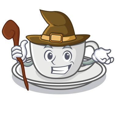 Kahve karakter karikatür tarzı cadı