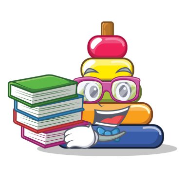 Öğrenci kitap piramit yüzük karakter karikatür ile