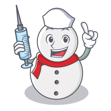 Hemşire kardan adam karakter karikatür tarzı