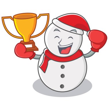 Boks şampiyonu kardan adam karakter karikatür tarzı