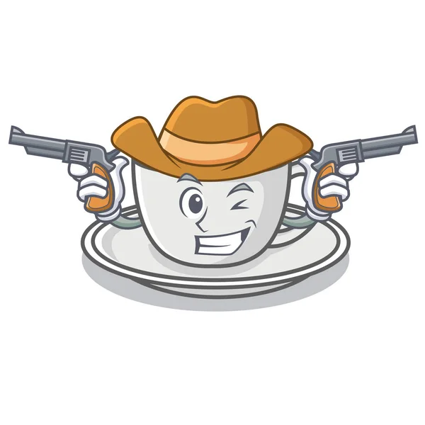 Cowboy personaje de café estilo de dibujos animados — Vector de stock