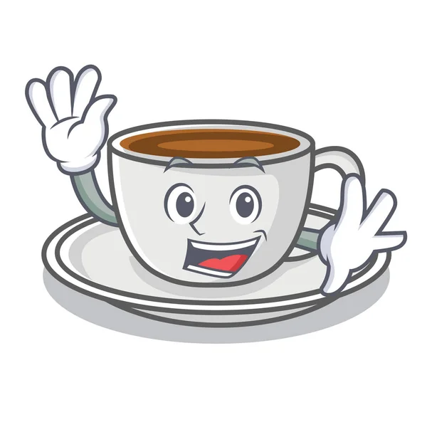 Ondeando el estilo de dibujos animados personaje de café — Vector de stock