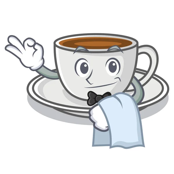 Waiter coffee character cartoon style — Stock Vector