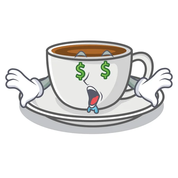 Money eye coffee character cartoon style — Stock Vector