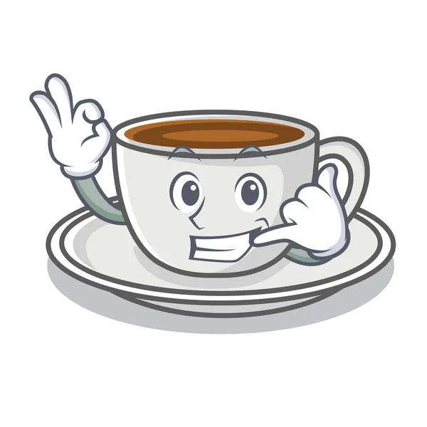 Llámame personaje de café estilo de dibujos animados — Archivo Imágenes Vectoriales
