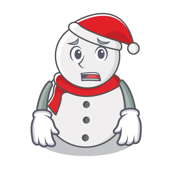 Tekenstijl cartoon bang sneeuwpop — Stockvector