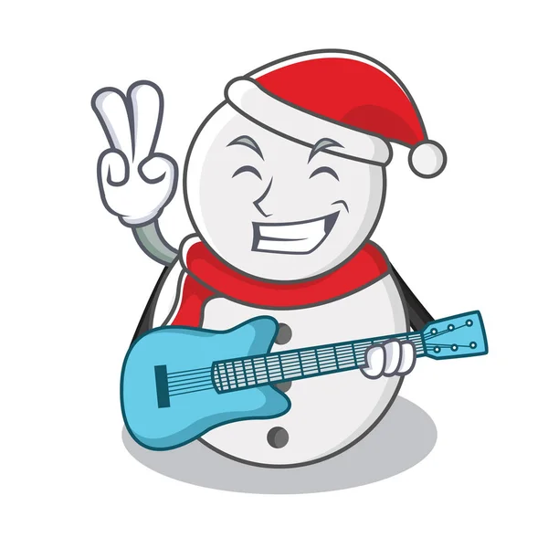 雪だるま文字漫画のスタイルのギターで — ストックベクタ