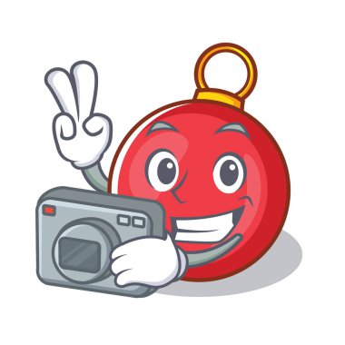 Fotoğrafçı Noel top karakter karikatür