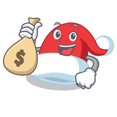 Para çantasını Noel şapka karakter karikatür ile