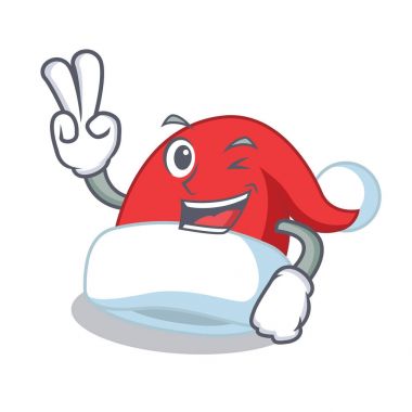 İki Noel şapka karakter karikatür parmak