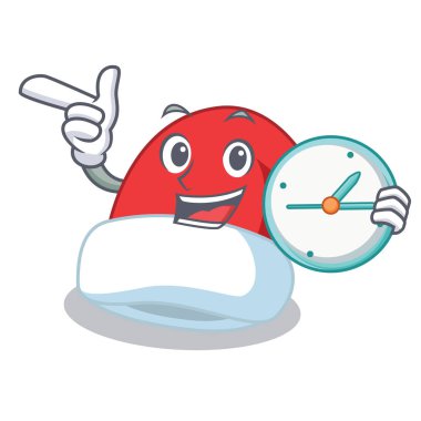 Saati ile Noel şapka karakter karikatür