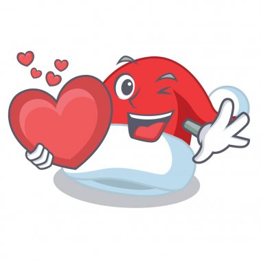 Kalp Noel şapka karakter karikatür ile