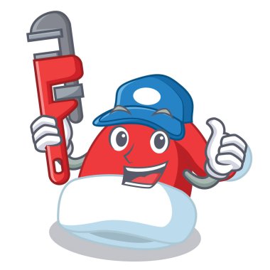 Tesisatçı Noel şapka karakter karikatür