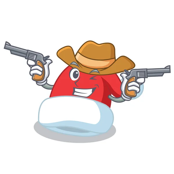 Cowboy Weihnachtsmütze Charakter Cartoon — Stockvektor