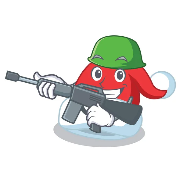 Armee Weihnachtsmütze Charakter Cartoon — Stockvektor