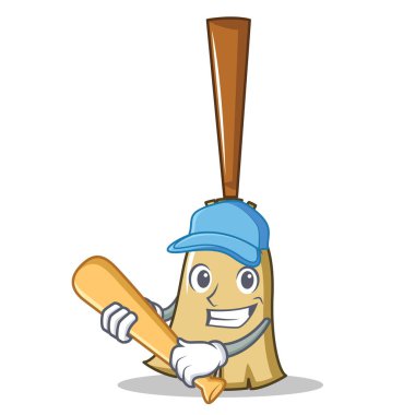 Oyun beysbol süpürge karakter karikatür tarzı