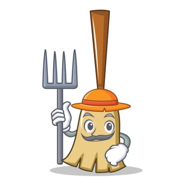 Çiftçi süpürge karakter karikatür tarzı