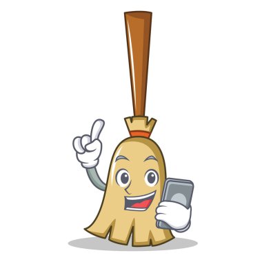 Telefon süpürge karakter karikatür tarzı ile