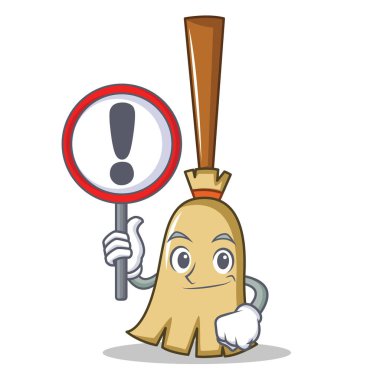 İşareti süpürge karakter karikatür tarzı ile