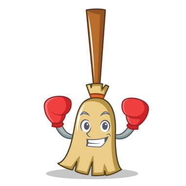 Boks süpürge karakter karikatür tarzı