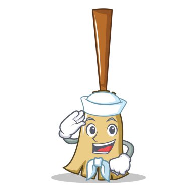 Denizci süpürge karakter karikatür tarzı